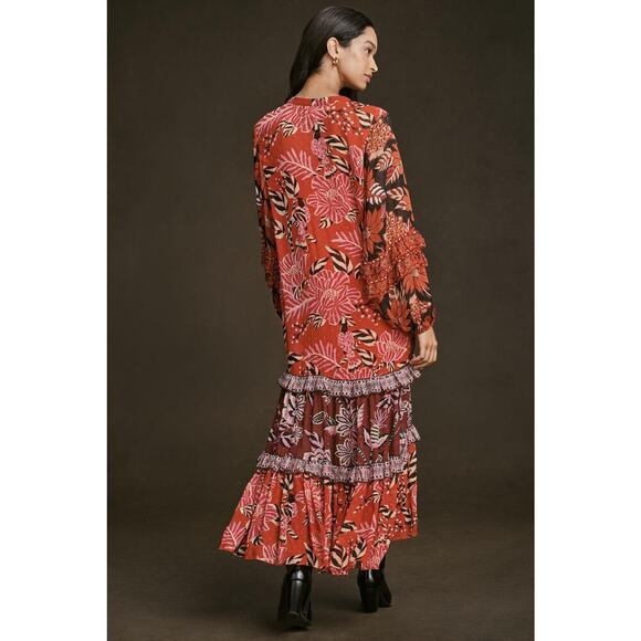 Anthropologie X Farm Rio Mixed Floral Long-Sleeve Dress Multicolor Size XS - Picture 3 of 10